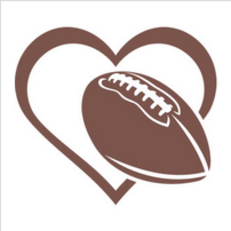 Football heart  Decal Sticker for tumblers walls cars trucks windows wood metal plastic plates cups christmas gifts